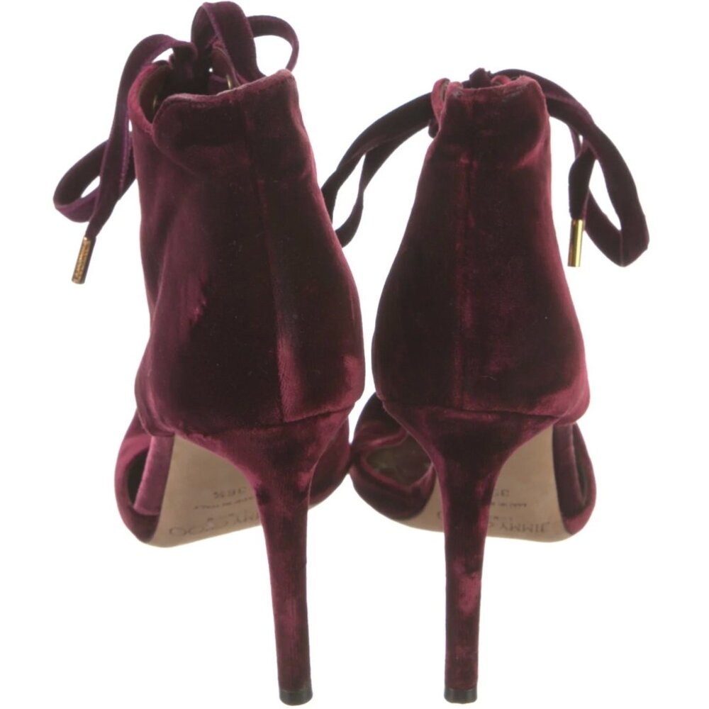JIMMY CHOO MARI Burgundy Wine Velvet Lace-Up Pumps- SZ IT 36.5 - Picture 5 of 10